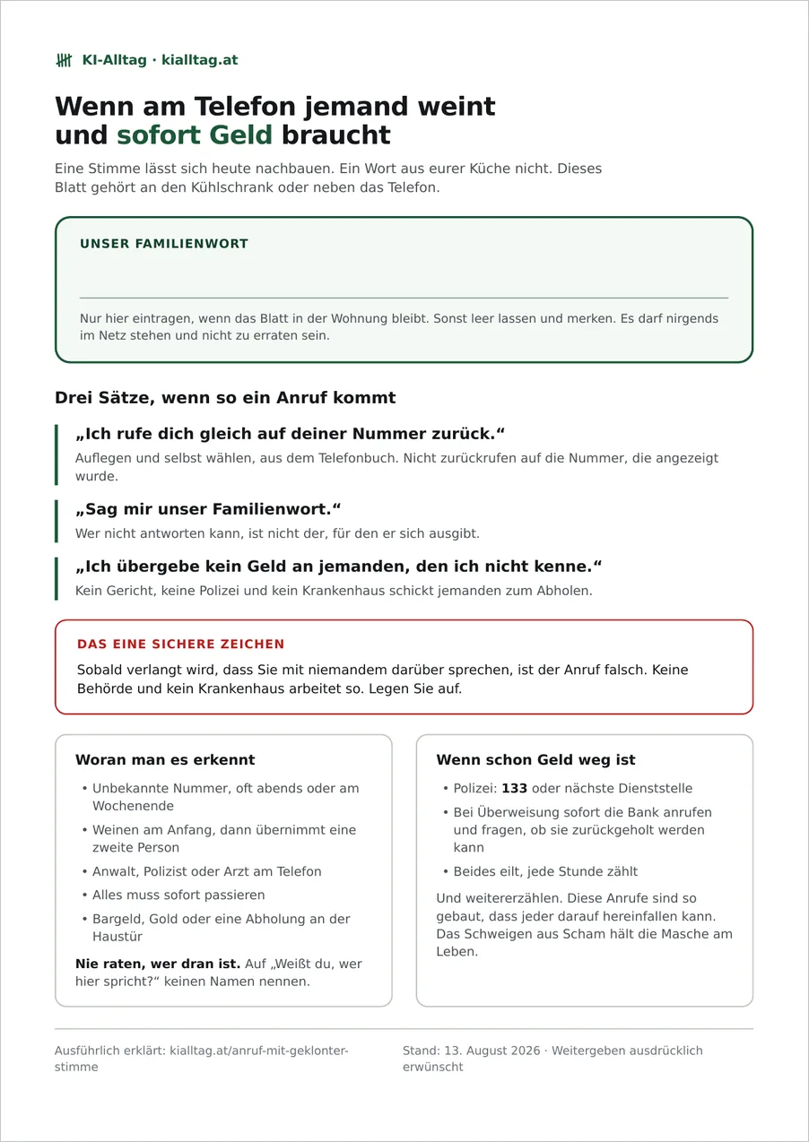 Das Blatt zum Ausdrucken mit Platz für das Familienwort.